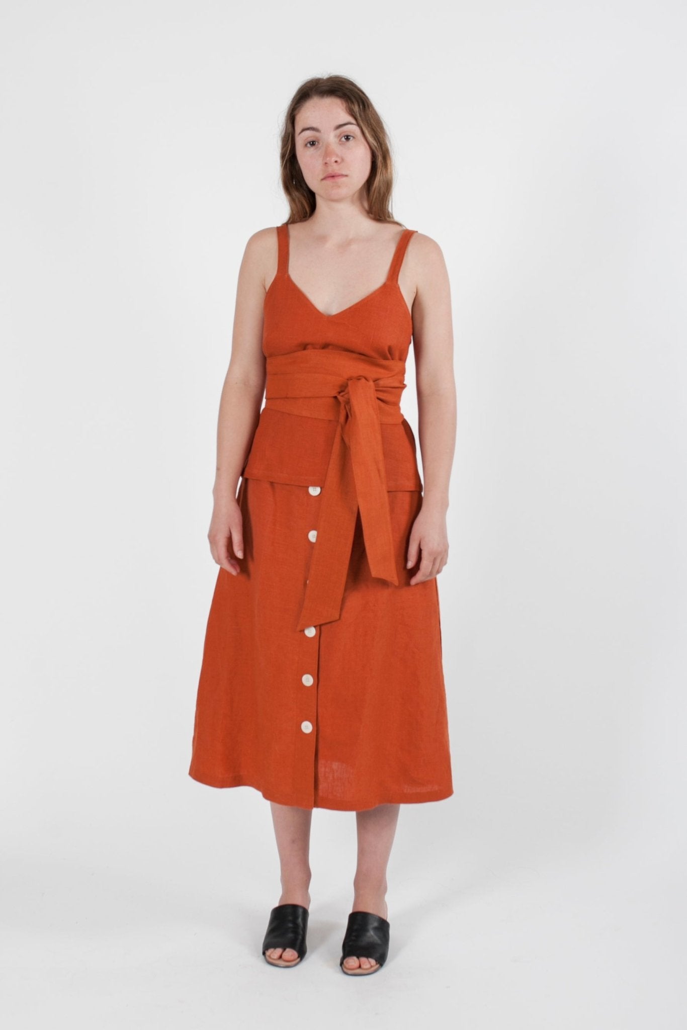 Hemp Linen Button Down Skirt - GOOD STUDIOS