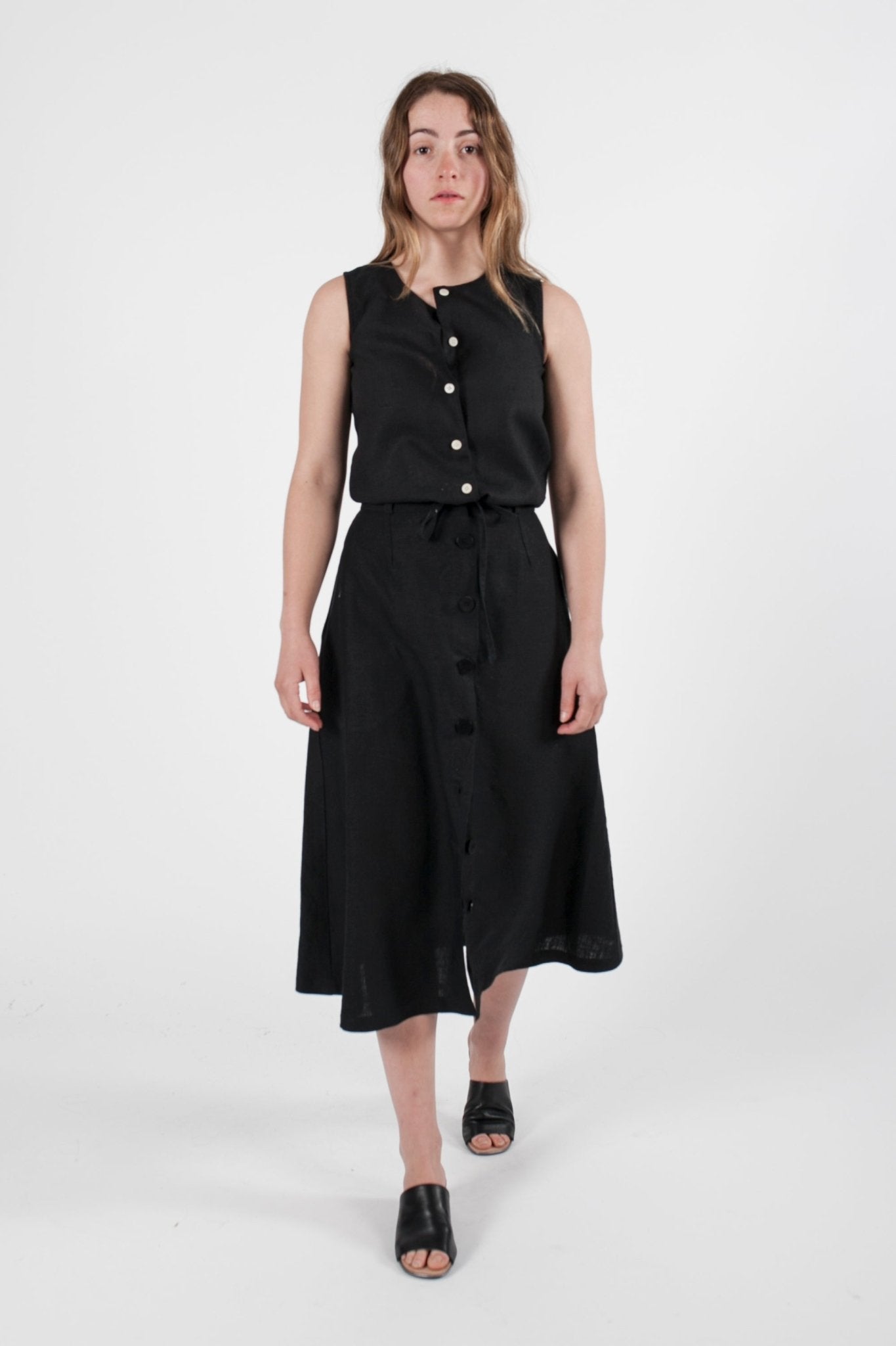 Hemp Linen Button Down Skirt - GOOD STUDIOS