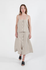 Hemp Linen Button Down Skirt - GOOD STUDIOS