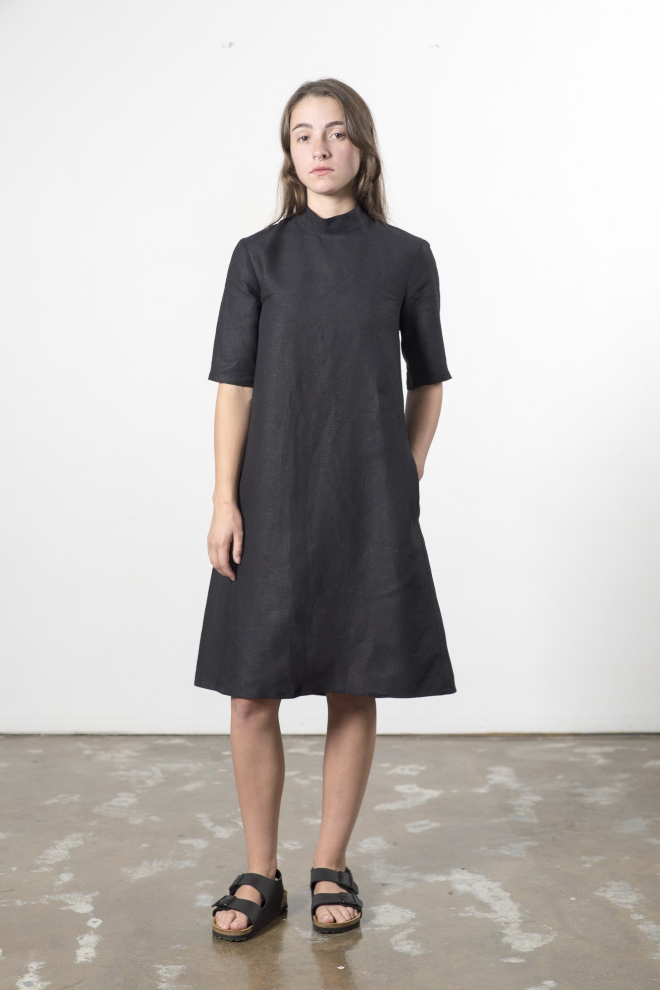 Hemp Linen High Neck Dress - GOOD STUDIOS