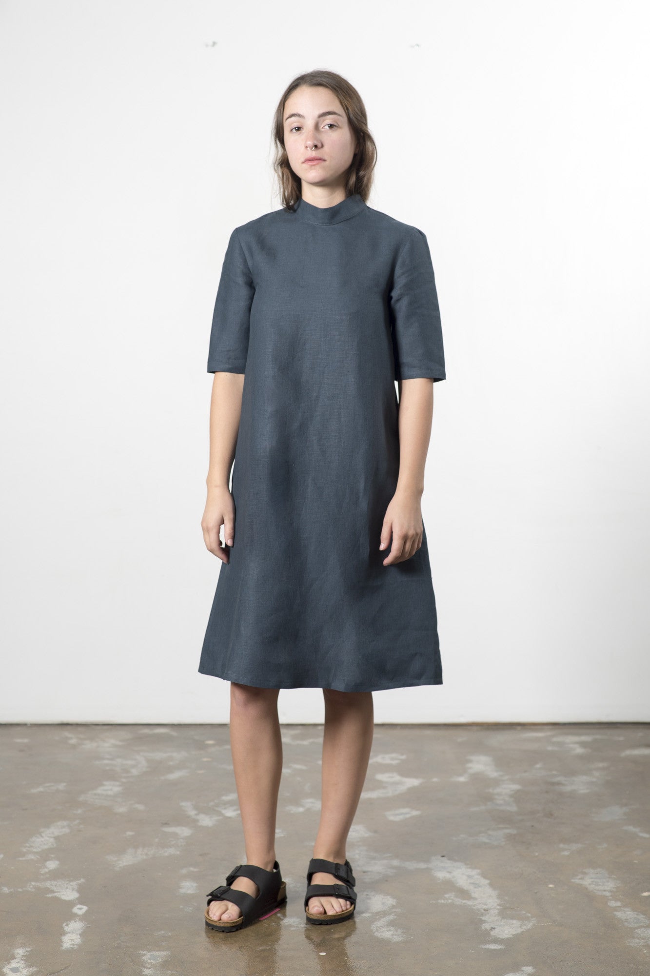 Hemp Linen High Neck Dress - GOOD STUDIOS