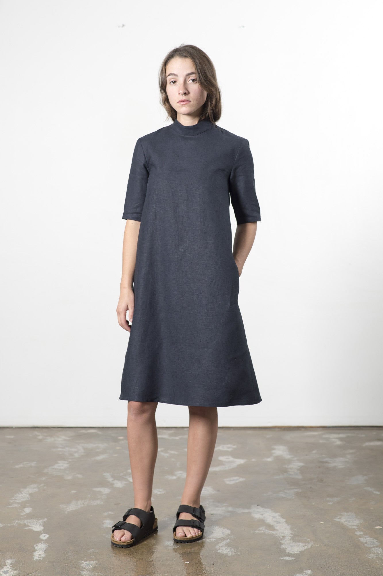 Hemp Linen High Neck Dress - GOOD STUDIOS