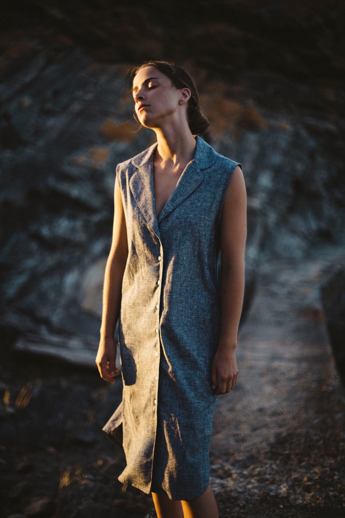 Hemp Linen Sleeveless Shirtdress - GOOD STUDIOS