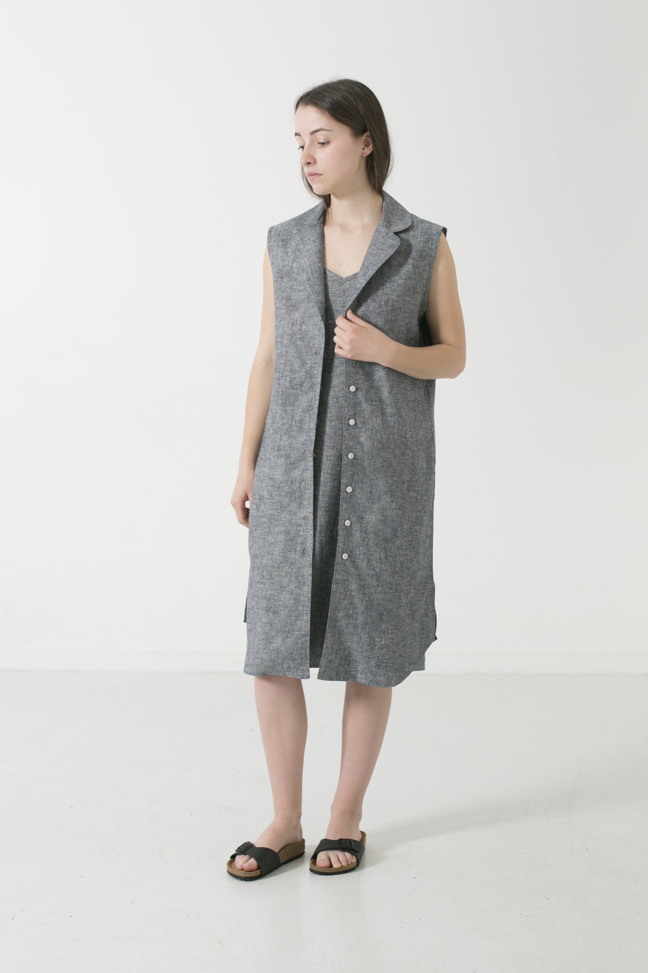 Hemp Linen Sleeveless Shirtdress - GOOD STUDIOS