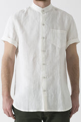 Mens Hemp Linen Mandarin Short Sleeve Shirt - GOOD STUDIOS