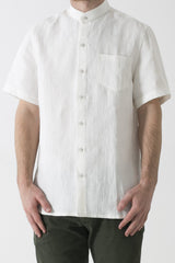 Mens Hemp Linen Mandarin Short Sleeve Shirt - GOOD STUDIOS