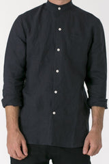 Mens Hemp Linen Mandarin Travel Shirt - GOOD STUDIOS